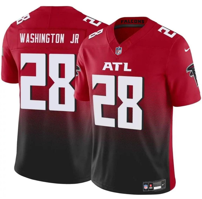 Men's Atlanta Falcons #28 Carlos Washington Jr Red/Black 2024 F.U.S.E Vapor Untouchable Limited Football Stitched Jersey